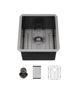 Gunmetal Black Undermount Kitchen Sink 16 Gauge T304 Nano Stainless Steel Single Bowl