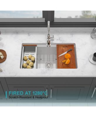 Porcelain Ceramic Single Bowl Dual Mount Undermount Workstation Kitchen Sink