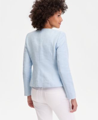 Women's Collarless Cotton Tweed Jacket