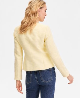 Women's Collarless Cotton Tweed Jacket