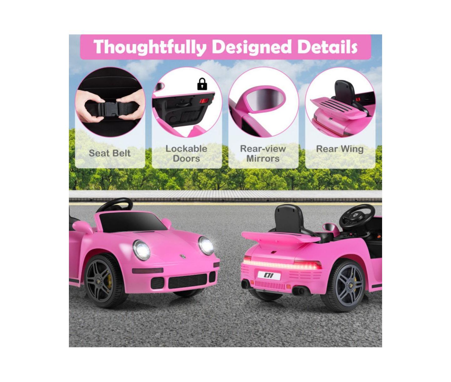 Детская игрушка HONGGE Electric Remote-Control Ride-On Car, 1-Seat, Ages 3-7, цвет: Розовый — фото 8