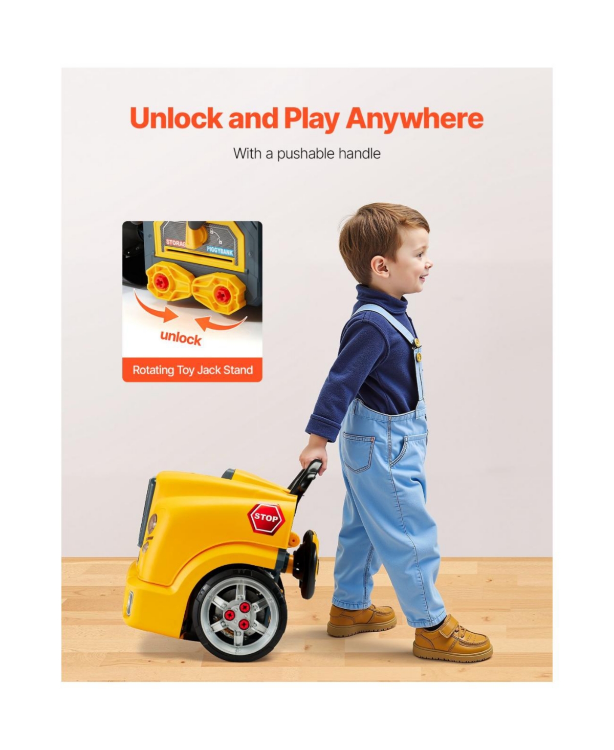 Slickblue Engine Toy, 60 Pieces, Kids Mechanic Car Repair Set with Removable Parts, Lights and Sounds, Steering Wheel and Horn