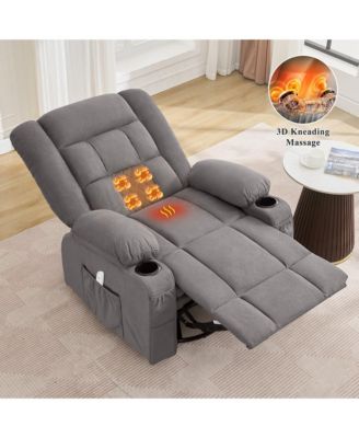 Kneading Massage Rocker Recliner Chair with 4-Point 3D Kneading Massage and Heat for Living Room with Rocking Function