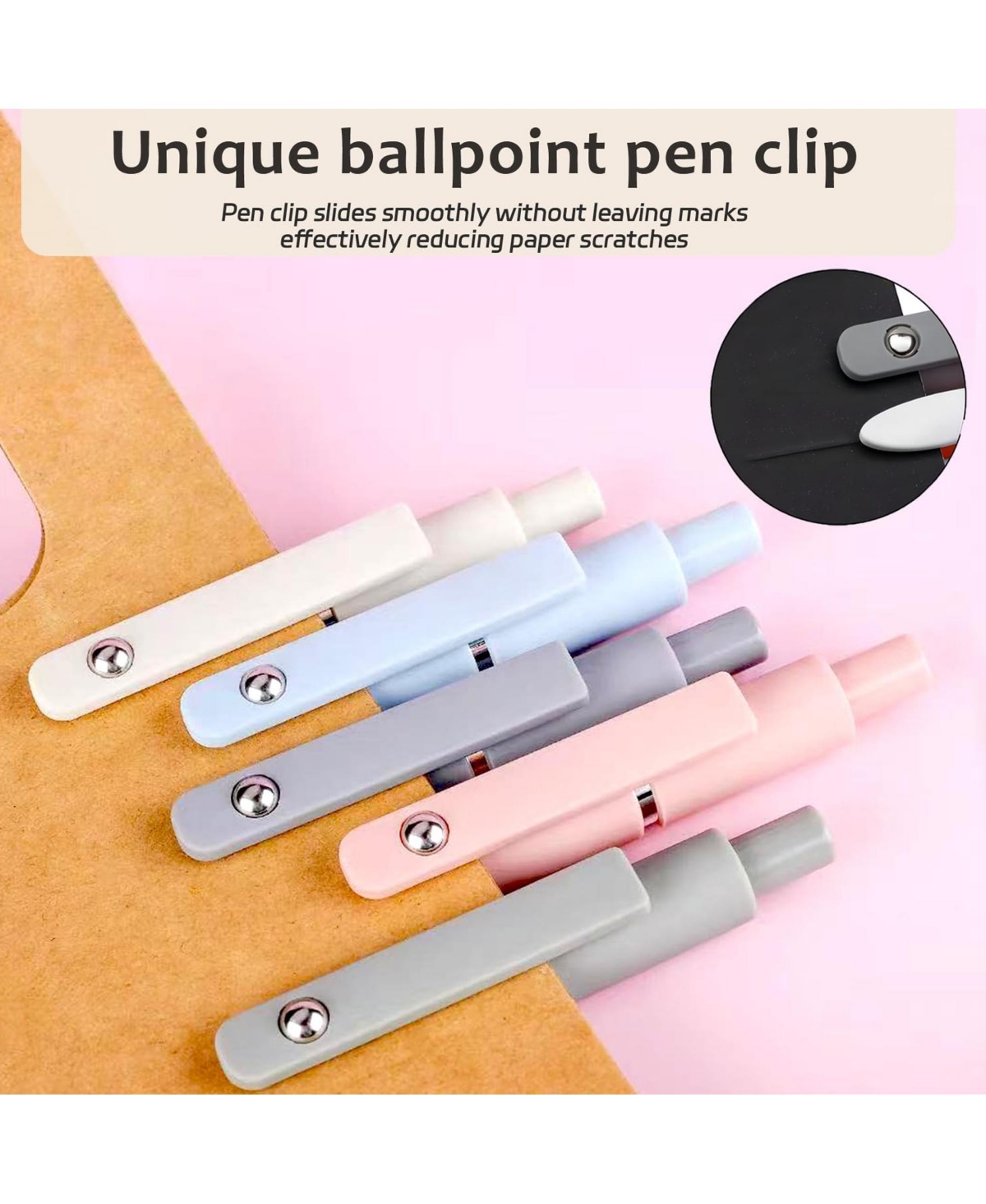 Htutwoo 5Pcs Gel Pens, 0.5mm Black Ink Pens with Smooth Writing