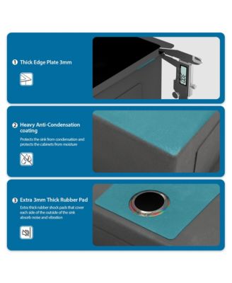 33x19x9inch Gunmetal Black Undermount Single Bowl Kitchen Sink 16 Gauge T304 Stainless Steel with Drain Assembly