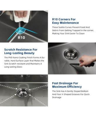 32x19inch Gunmetal Black Undermount Workstation Sink 16 Gauge 304 Stainless Steel 10 Inch Deep with Full Accessories