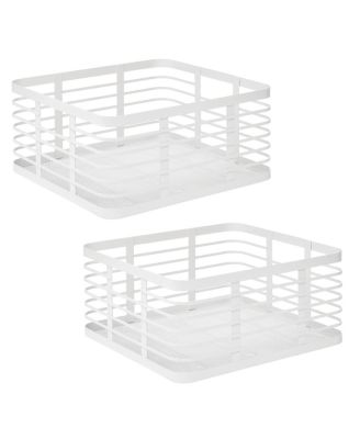 Metal Pantry Basket with Handles - Set of 2 - Matte White