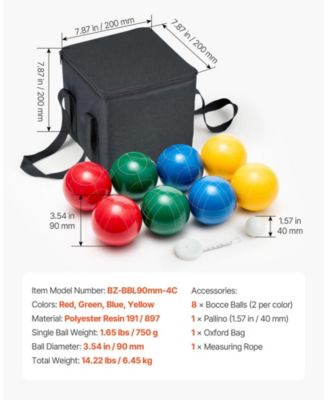 Outdoor Bocce Ball Game Set with Resin Balls Carry Bag and Accessories