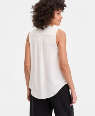 Women's Sleeveless Faux Wrap Blouse
