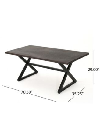 Mondawe 70.50 Inches Outdoor Aluminum Dining Table with Steel Frame and  X-Base