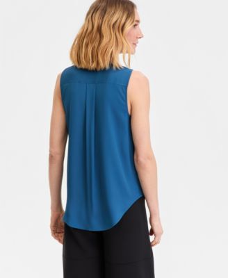 Women's Sleeveless Faux Wrap Blouse