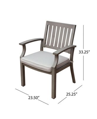 Mondawe Outdoor Modern  Aluminum Frame Stationary Dining Chair With Gray Cushioned Seat (Set of 2)