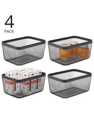 Metal Mesh Pantry Basket for Kitchen Storage - Set of 4 - Black