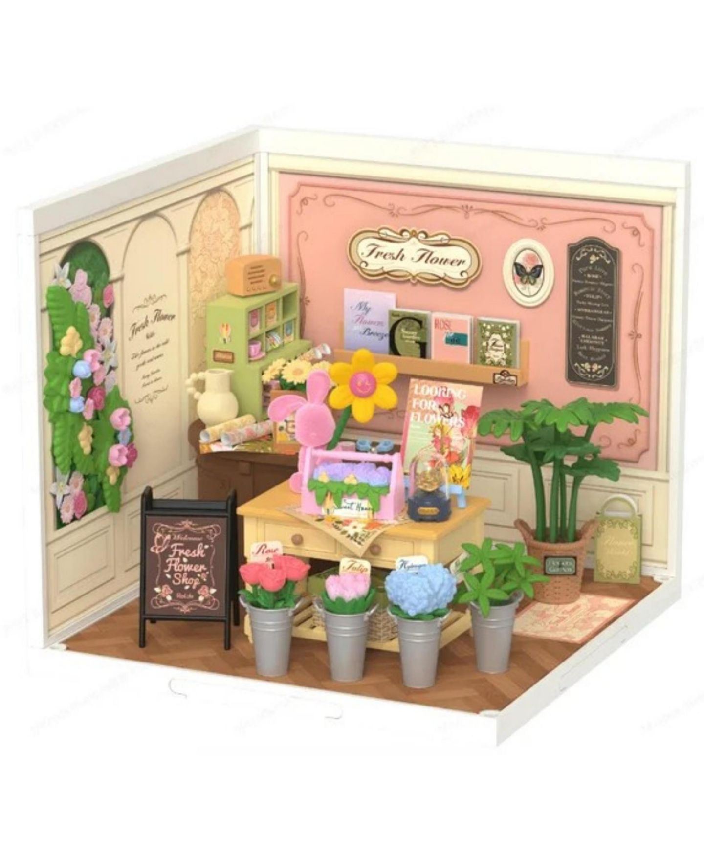 Детский конструктор Robotime Fresh Flower Shop 150+ Piece 3D Wooden Puzzle Building Set, Ages 14+ — фото 1
