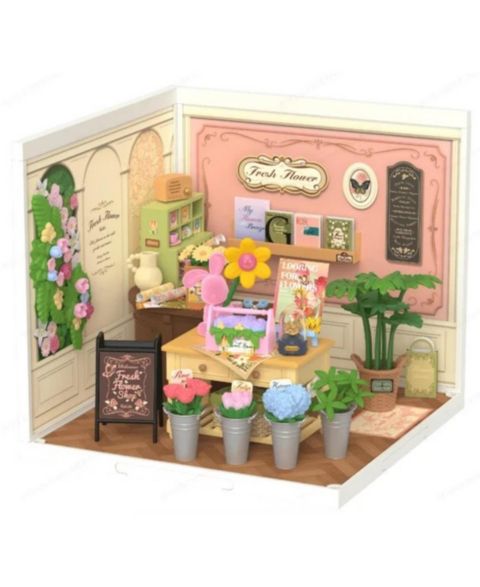 Детский конструктор Robotime Fresh Flower Shop 150+ Piece 3D Wooden Puzzle Building Set, Ages 14+