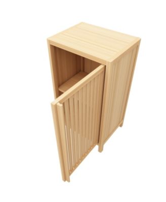 Bathroom Bamboo Storage Cabinet - Freestanding Floor Cabinet with Door and Shelf