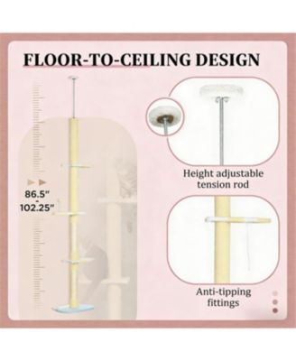 86.5" to 102.25" Cat Tree with 4-Tier Floor in Yellow