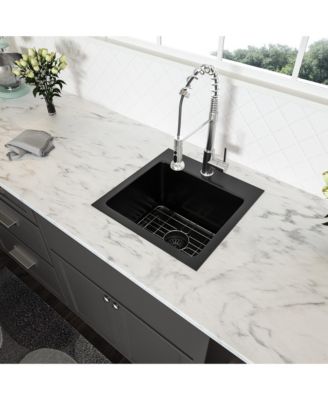 15x15x9inch Gunmetal Black Kitchen Sink Drop In Stainless Steel 16 Gauge Deep Single Bowl