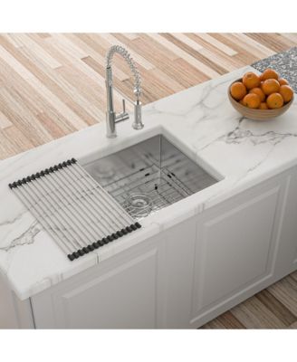 17inch Undermount Sink 16G T304 Stainless Steel Single Bowl 17x19x10inch 10inch Deep Bar Prep Sink with Full Accessories