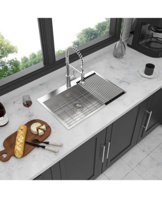 33x22x9inch Stainless Steel Kitchen Sink Drop In Single Bowl 16 Gauge Topmount