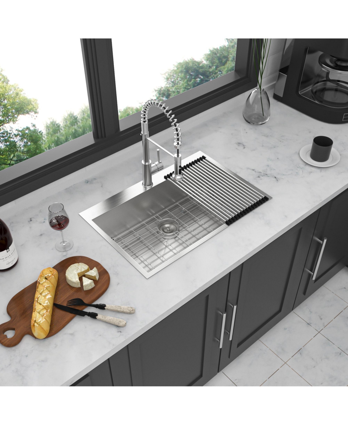 33x22x9inch Stainless Steel Kitchen Sink Drop In Single Bowl 16 Gauge Topmount