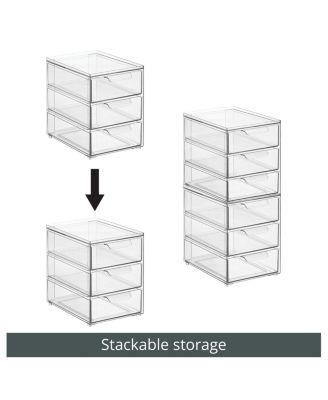 3-Drawer Stackable Organizer for Kitchen or Pantry - Set of 4 - Clear