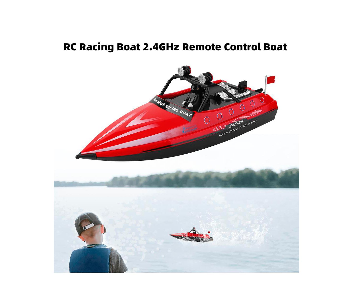 Детская игрушка Bruce & Shark WL917 2.4GHz High-Speed RC Jet Speedboat, цвет: Красный — фото 2