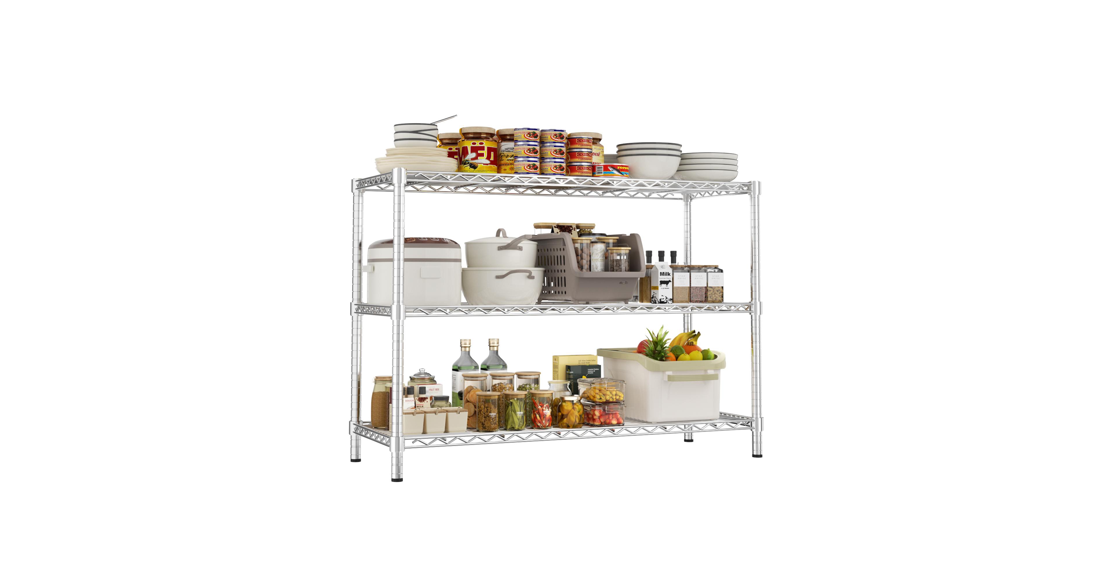 Lovmor 3-Tier 45 in W x 45 in H x 20 in D Height Adjustable Garage Wire Shelving Unit