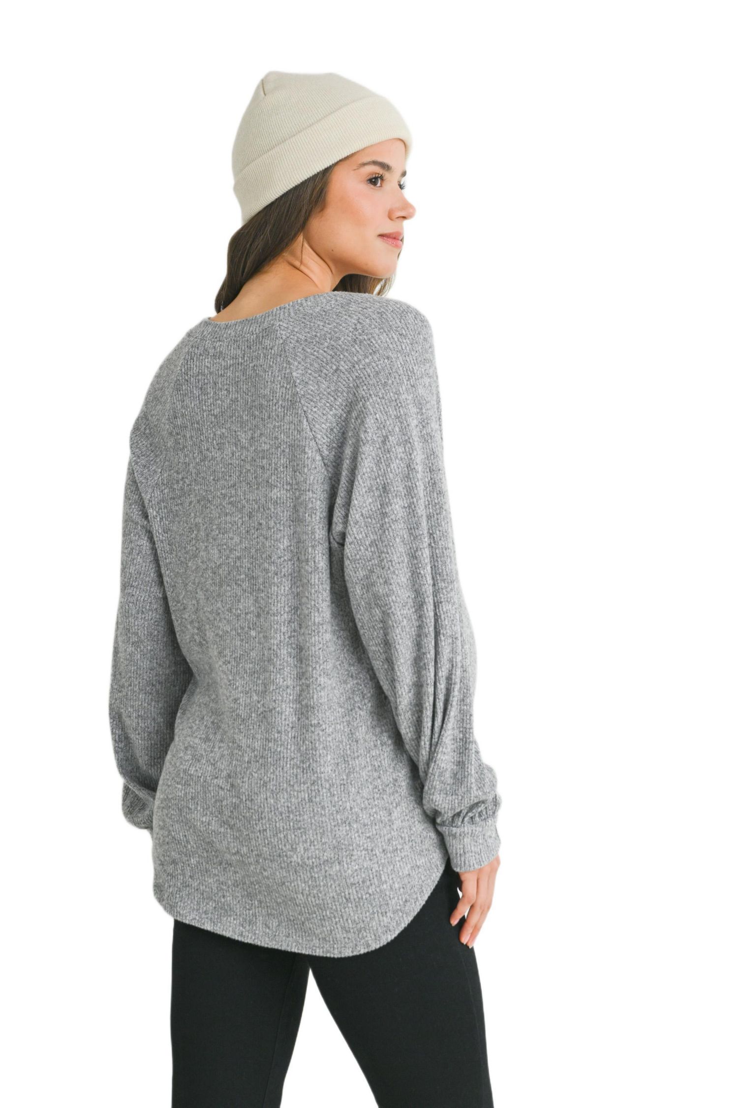 Maternity Ribbed Long Sleeve V Neck Sweater