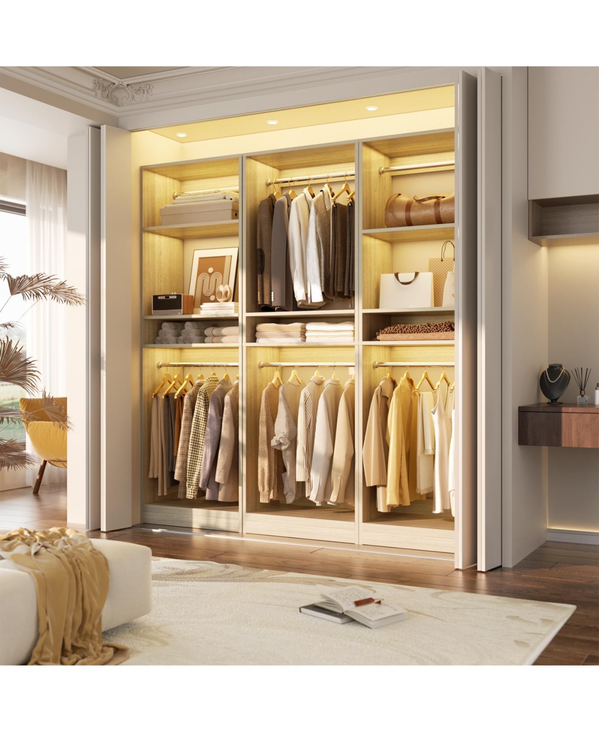 Aheaplus Closet System with 2 Hanging Rods