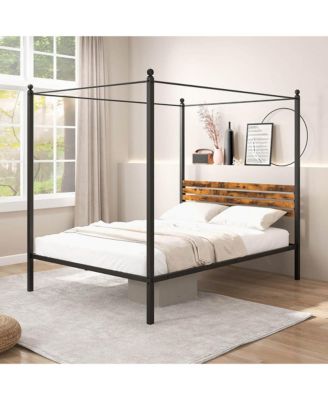  4-Post Canopy Bed Frame Rustproof Metal Noise-free with Foot Pads