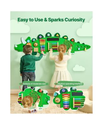 Dinosaur Activity Wall Busy Board Panels, 11 Activities, Montessori Sensory Wall Toy for Kids 3-12 Years