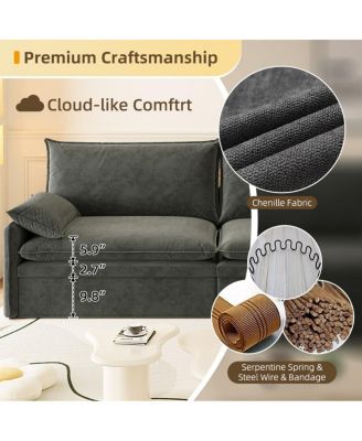 4-Seat Pull-Out Sleeper Sofa Bed, 81'' Chenille Upholstery & USB Port