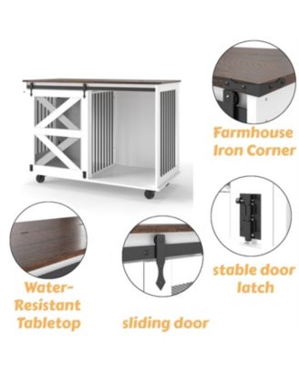 Dog Crate with Flip-Top Feeding Door, Dual-Access in White