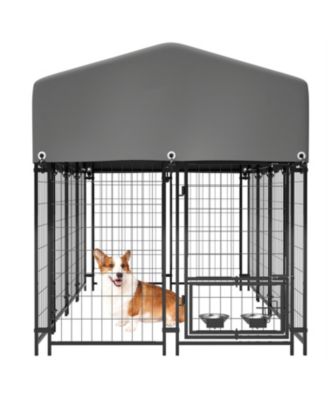  Dog Crate with UV-Resistant Waterproof Cover in Grey