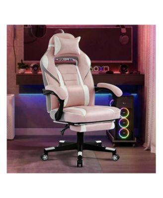 Video Gaming Chair With Massage Lumbar Support And Footrest Height Adjustable Big And 50.3inch Tall Ergonomic PU Leather