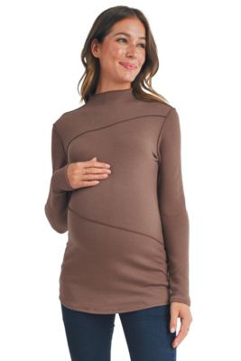 Maternity Mock Neck Long Sleeeve Ribbed Top