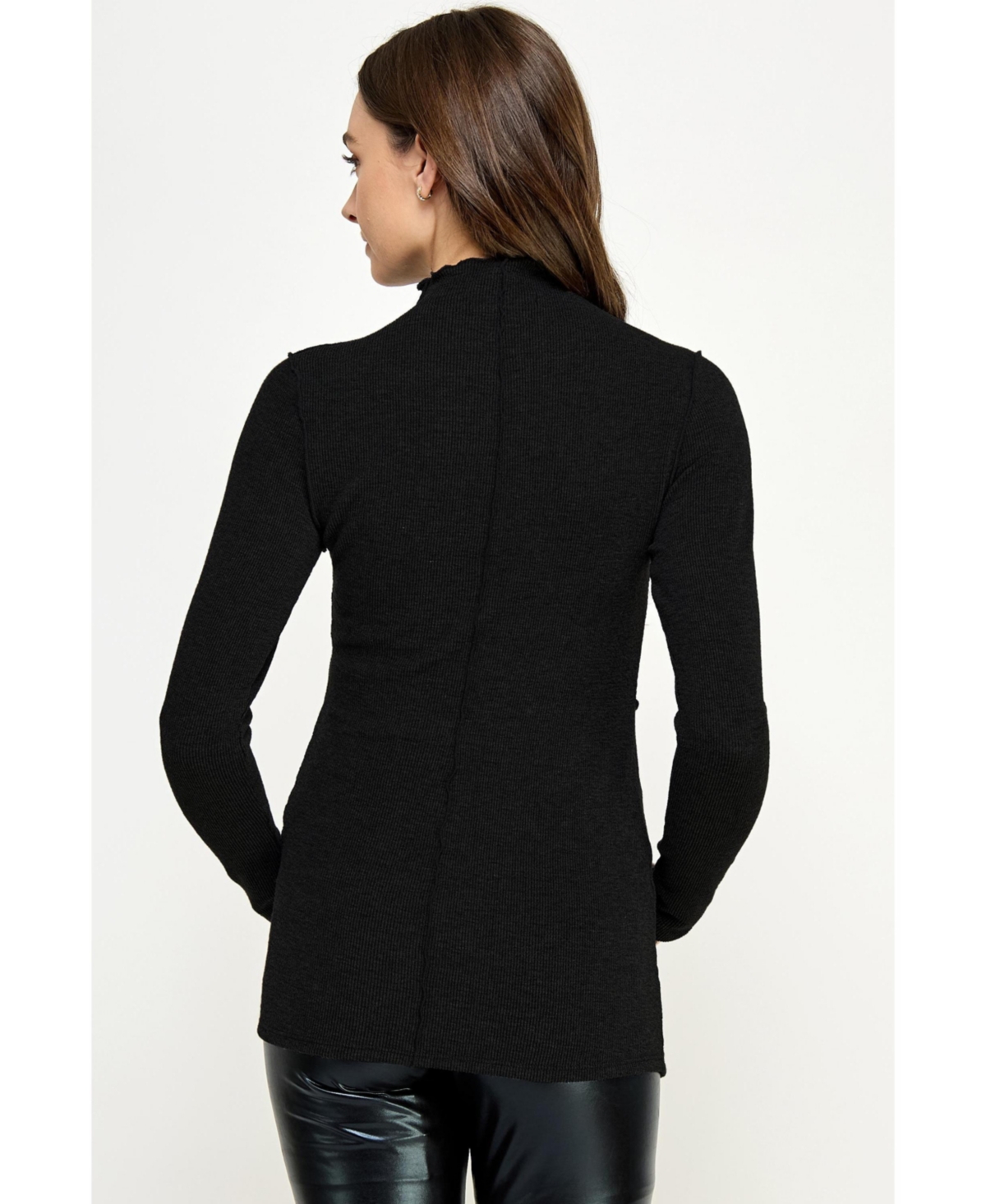 Hello Miz Maternity Mock Neck Long Sleeeve Ribbed Top