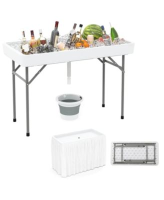 4 Foot Ice Cooler Folding Table Outdoor Portable Ice Bin Table with Large Sink