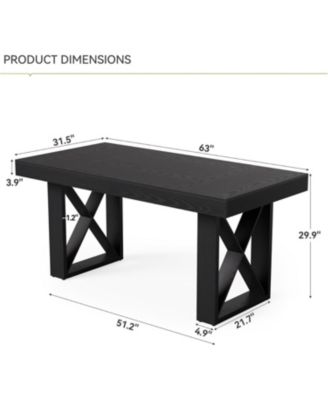 Rectangle Dining Table for 4-6 People, Farmhouse Thick Appearance Design, Rectangular Kitchen Dinner Table