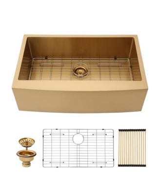 30x21x10inch Gold Farmhouse Kitchen Sink Stainless Steel Apron Front 16 Gauge