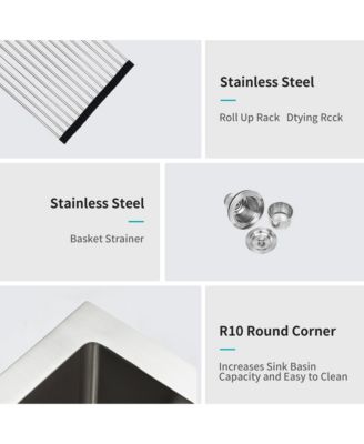 33x22x10inch 16 Gauge T304 Stainless Steel Drop In Topmount Single Bowl Kitchen Sink with Complete Accessories