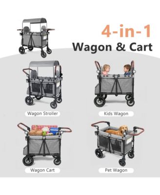 All-Terrain Wagon Stroller for Two Kids with Canopy, Snack Tray and Shock-Absorbing Wheels