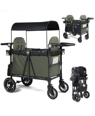 Baby All-Terrain Wagon Stroller for Two with Canopy, Snack Tray and Shock-Absorbing Wheels