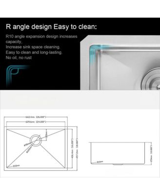 26x18x10inch Undermount Kitchen Sink Single Bowl Stainless Steel 16 Gauge Deep Basin