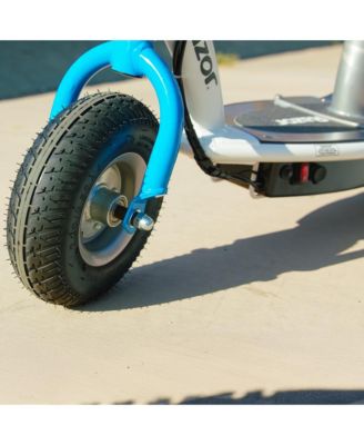 E300S Seated Electric Scooter for Kids, Pneumatic Tires, Seat, White/Blue