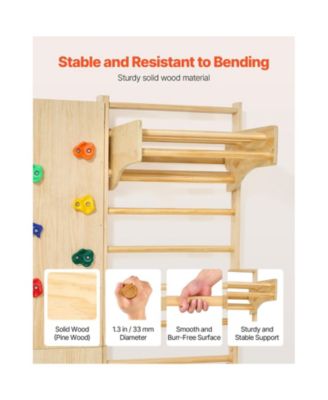 Swedish Ladder Wall Gym with 9-in-1 Solid Wood Stall Bars