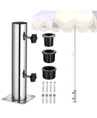 Patio Umbrella Stand Stainless Steel Deck Mount Parasol Base for Granite Outdoor Railing Balcony Courtyard Poolside