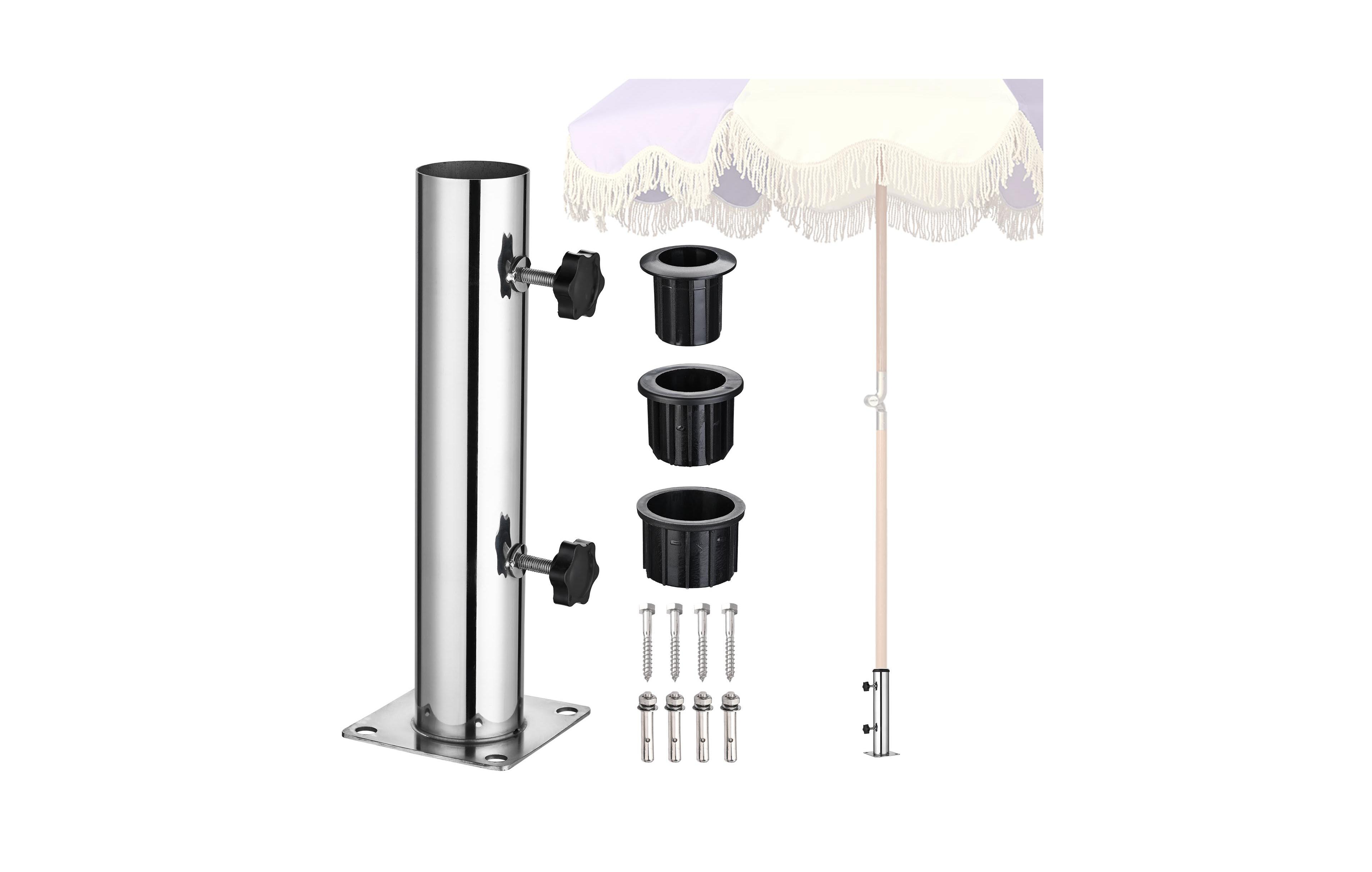 LAGarden Patio Umbrella Stand Stainless Steel Deck Mount Parasol Base for Granite Outdoor Railing Balcony Courtyard Poolside
