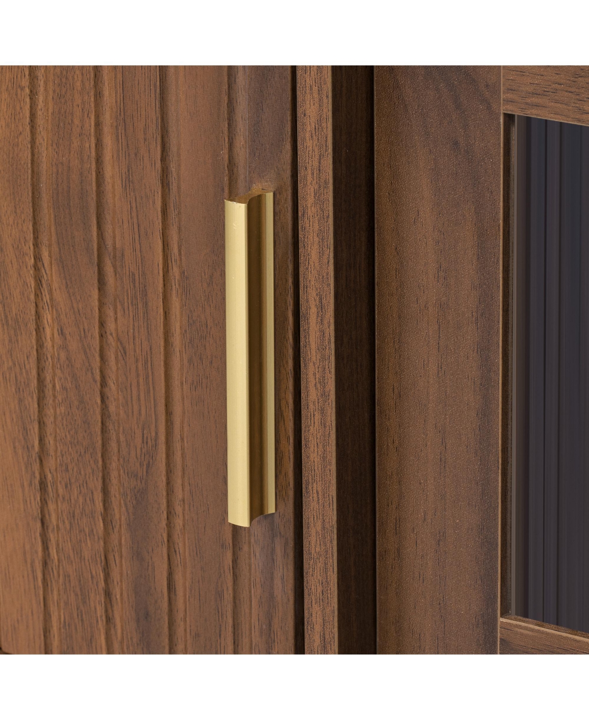 sumyeg 76" Storage Cabinet Tv Stand with Glass-Door Media Console with Wood-Grain